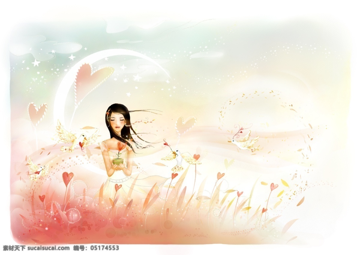 插画 动漫动画 浪漫 女孩 唯美 美女 设计素材 模板下载 插画集