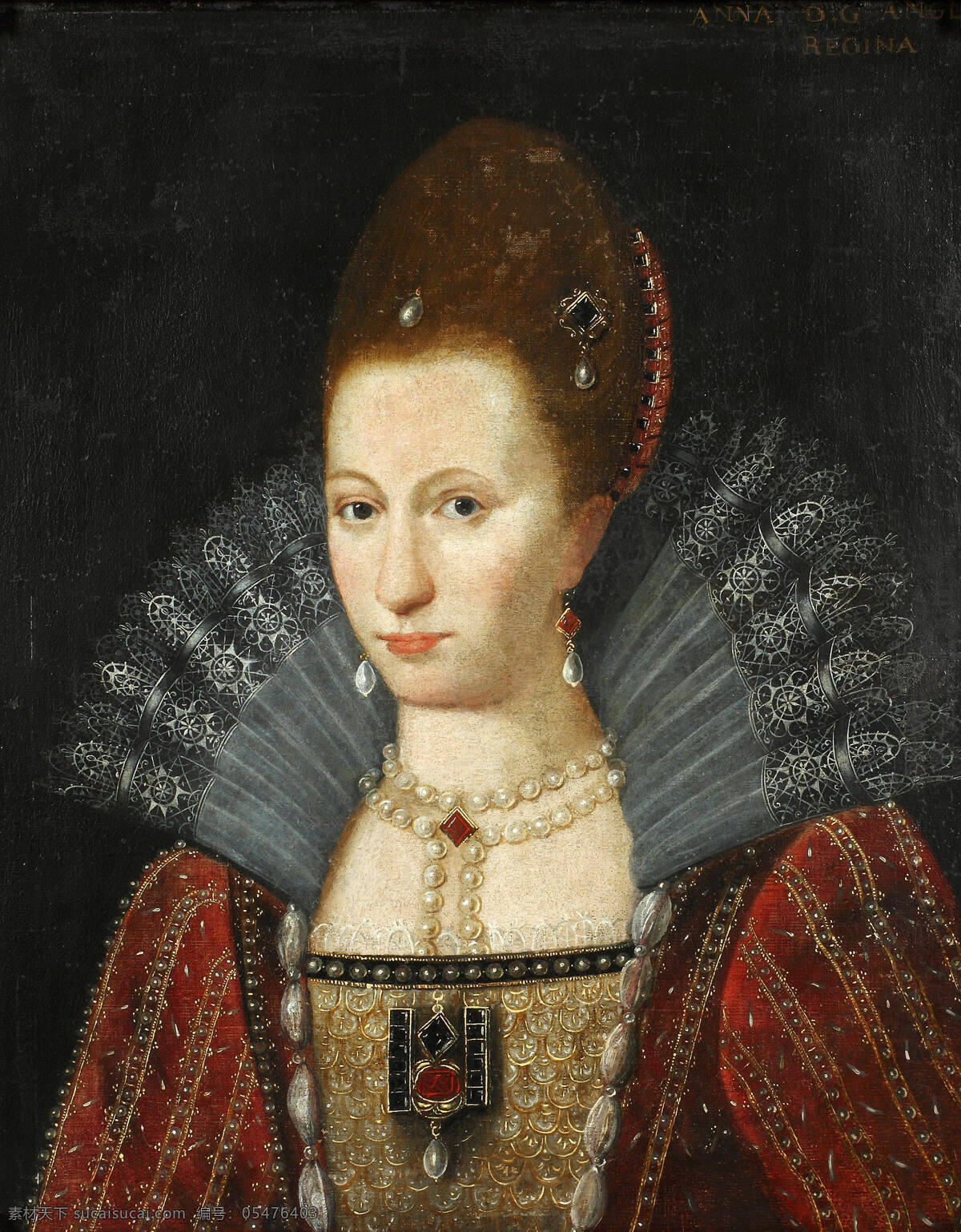 丹麦公主安尼 斯图亚特王朝 开国君主 詹姆斯一世 之妻 英国王后 查理一世生母 半身肖像 古典油画 油画 文化艺术 绘画书法