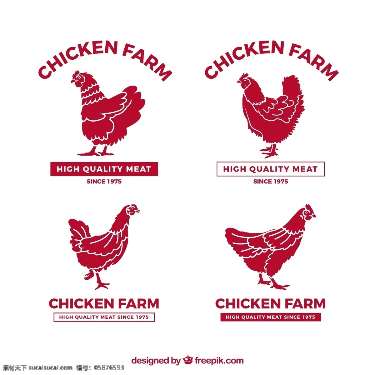 红色 农场 鸡 徽标 图标 农场鸡 徽标图标
