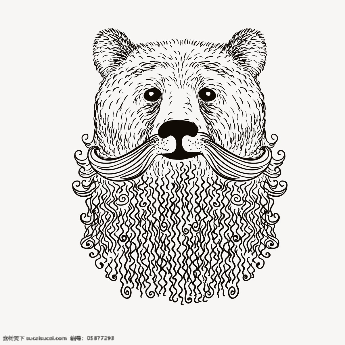 时尚 趣味 手绘 狗熊 插画 动物 头像 线条