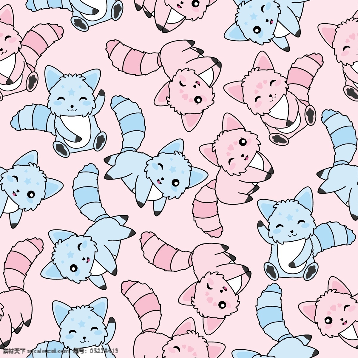 手绘 粉红 背景 卡通 小猫 装饰 图案 粉红背景 卡通小猫 装饰图案