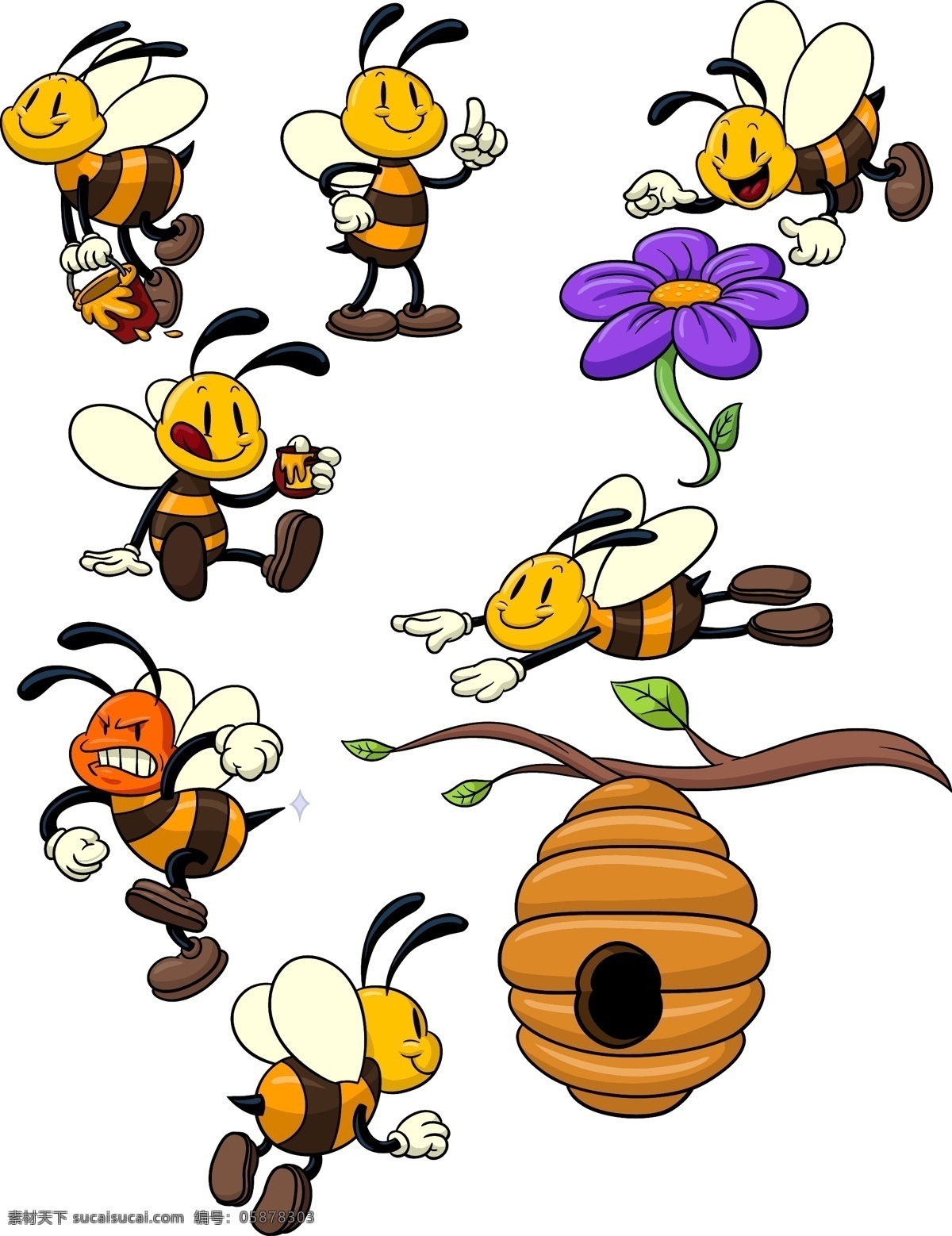 可爱 蜜蜂 卡通 二 可爱的蜜蜂 卡通免费下载 矢量昆虫 矢量图 其他矢量图