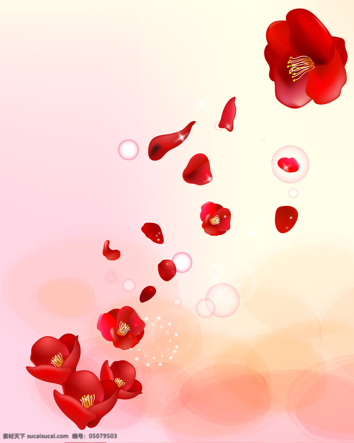 花朵移门 花朵 红花 泡泡 花瓣 移门 设计图库 底纹边框 移门图案