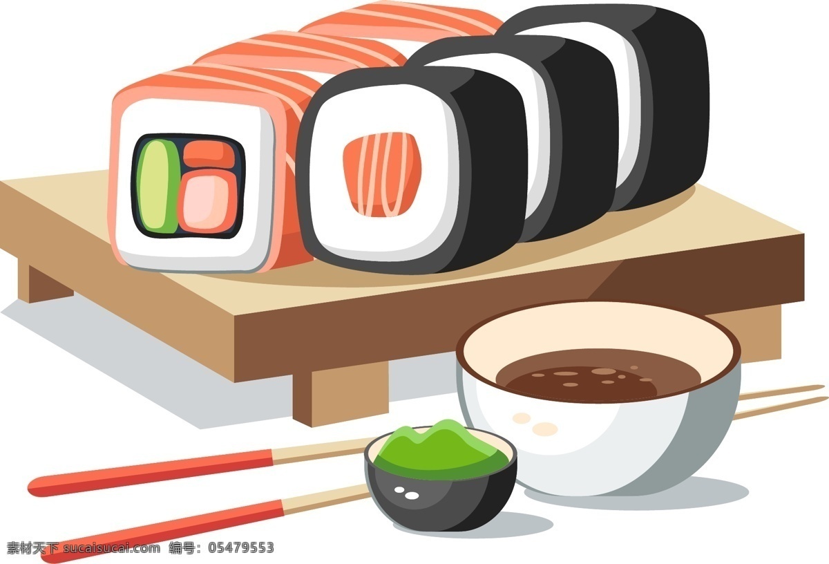 手绘 寿司 食物 元素 日式料理 ai元素 免扣元素