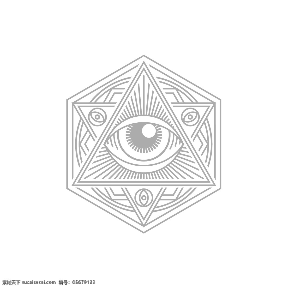 眼睛 线条 图案 六芒星 眼球 原创logo