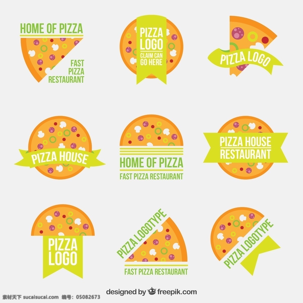 款 橙色 披萨 标签 矢量 餐馆 餐饮 三角披萨 条幅 快餐 矢量图