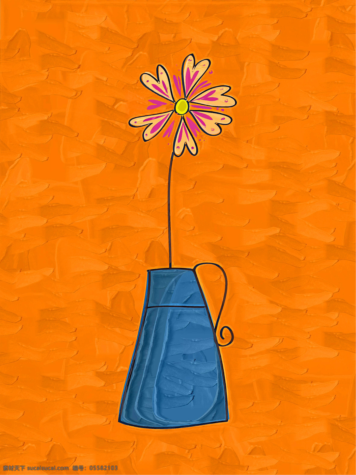 手绘花朵 向日葵 花朵 花盆 手绘花 卡通花 共享分素材 分层
