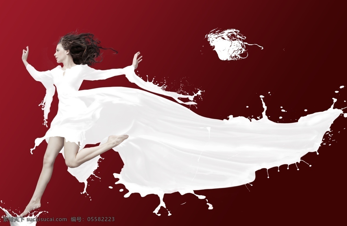 牛奶效果素材 牛奶裙 牛奶 美女 偶像来了 牛奶美女 飘逸的牛奶 美味 长发美女 舞蹈 舞动的旋律 跳 分层
