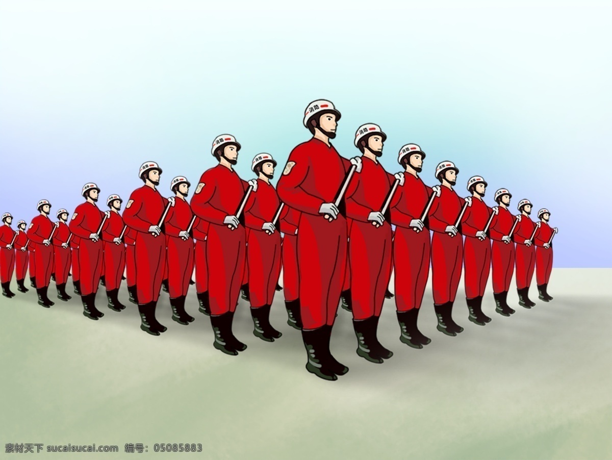 手绘消防员 手绘 消防员 红色 场景 警察 动漫动画 动漫人物