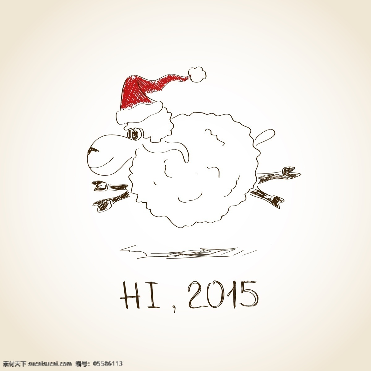 2015 手绘 绵羊 背景 矢量 eps格式 矢量图 线描 新年快乐 羊年 节日素材 2015羊年