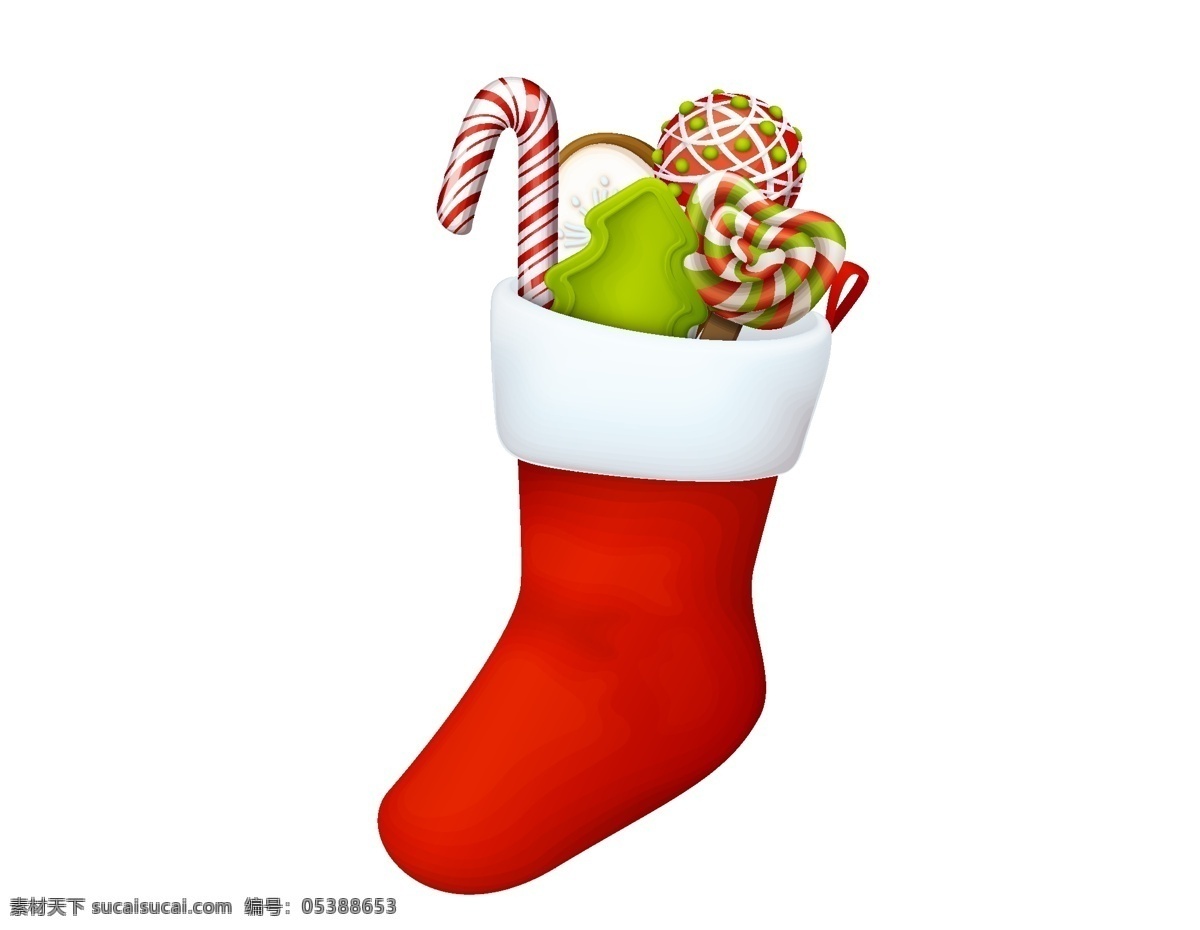 矢量 红色 袜子 拐杖 圣诞 元素 圣诞装饰 圣诞节 ai元素 红色袜子 免扣元素