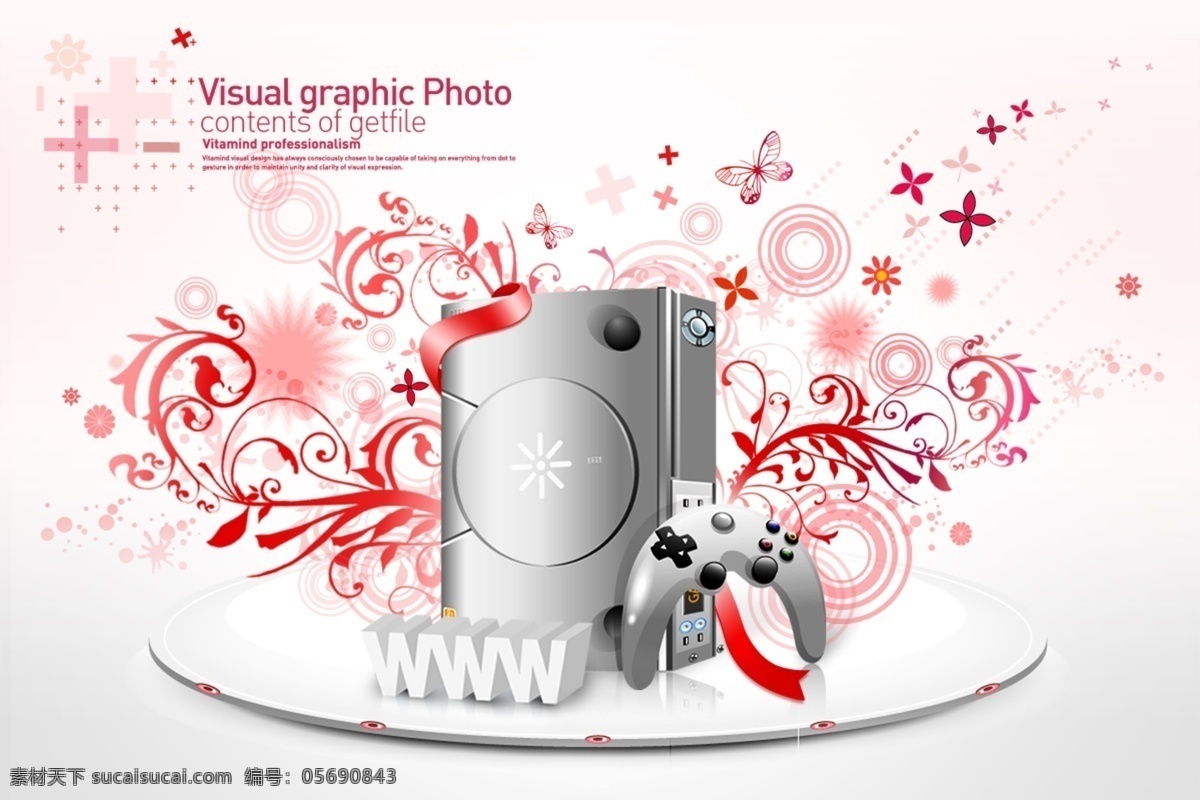 花纹 圆形 游戏 主机 分层 韩国素材 krtk 圆环 环形 红色 时尚 潮流 创意设计 游戏手柄 游戏主机 www 白色