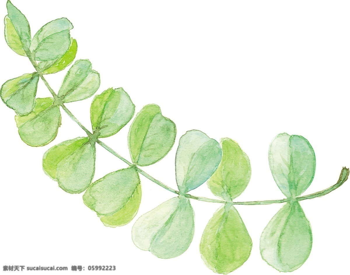 手绘 卡通 绿叶 矢量 绿色 叶子 抽象 简约 创意 免扣素材