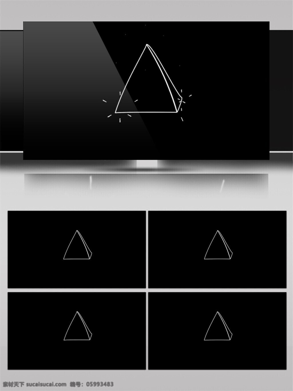 mg动画 立体 三角形 素描 光束 三角 视频
