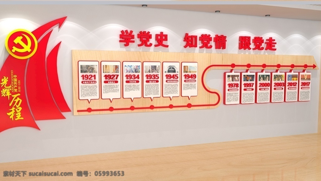学党史 文化墙 知党情 跟党走 党的光辉历程 人民代表大会 党旗 党徽 展板模板