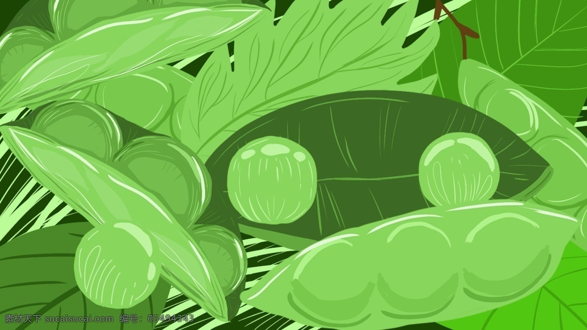 绿色 豌豆 清新 卡通 背景