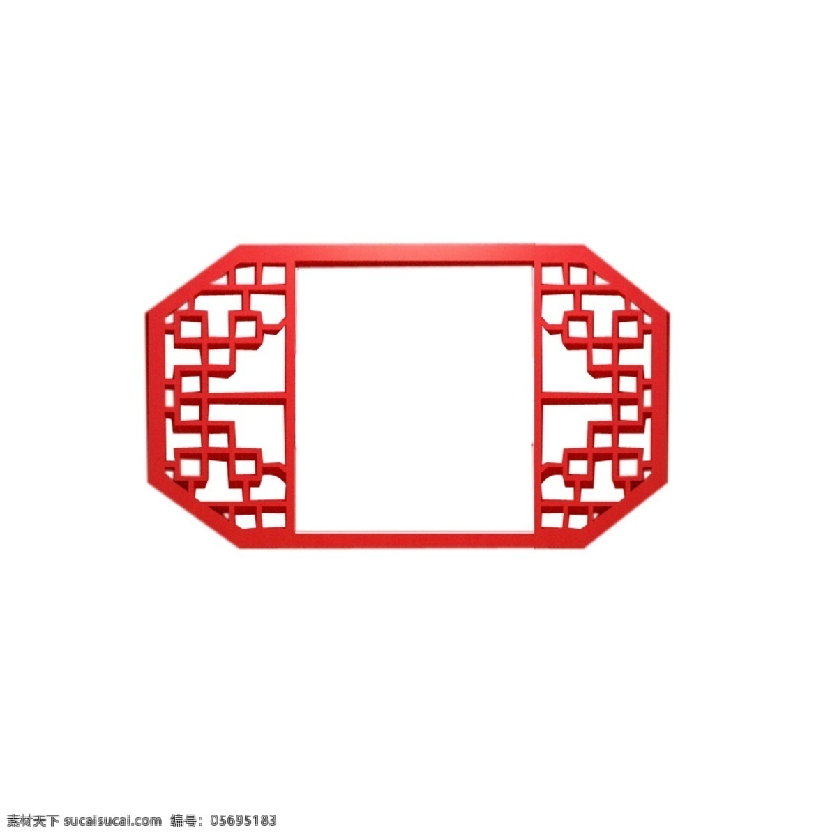 红色 吉祥 传统 边框 元素 创意 如意 纹理 装饰 方格 卡通插画 古典 风格 景色 风景 窗花 几何