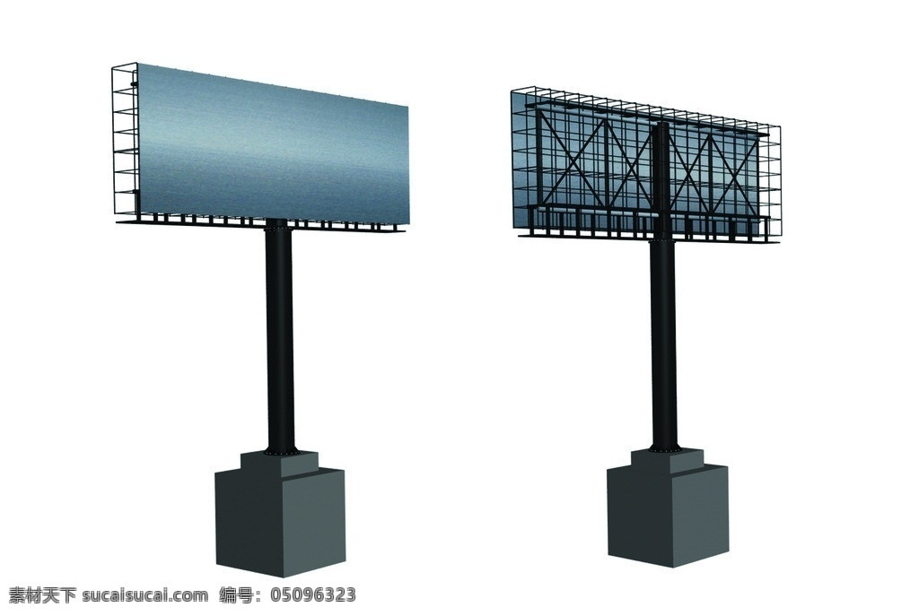 户外广告牌 广告牌 户外 双面 钢结构 立柱式 结构 室外模型 3d设计模型 源文件 max