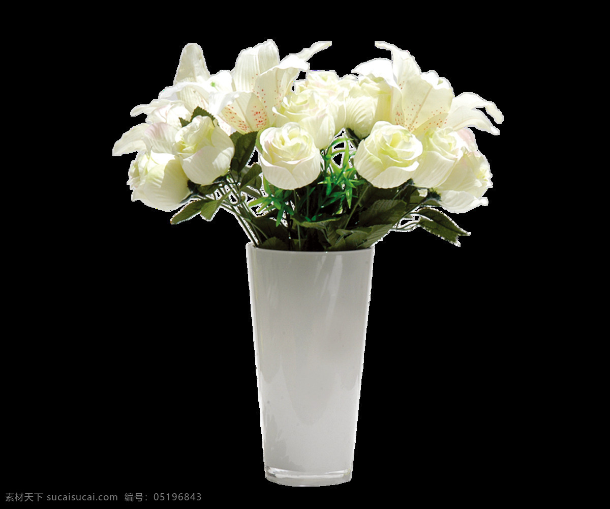 白色 玫瑰 花朵 元素 png元素 花瓶 免抠元素 透明素材 装饰