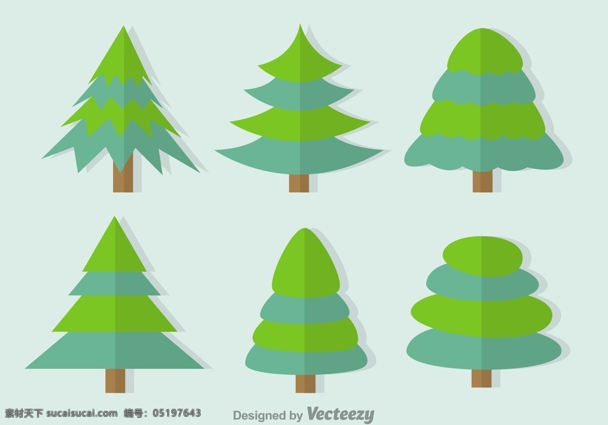 树木 设计图 彩色 绿色 矢量图 其他矢量图