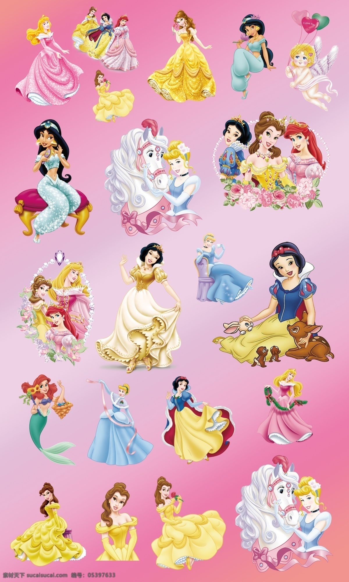 迪士尼 公主 白雪公主 迪士尼公主 爱丽儿公主 贝儿公主 仙蒂公主 爱洛公主 茉莉公主 蒂安娜公主 动漫动画 动漫人物