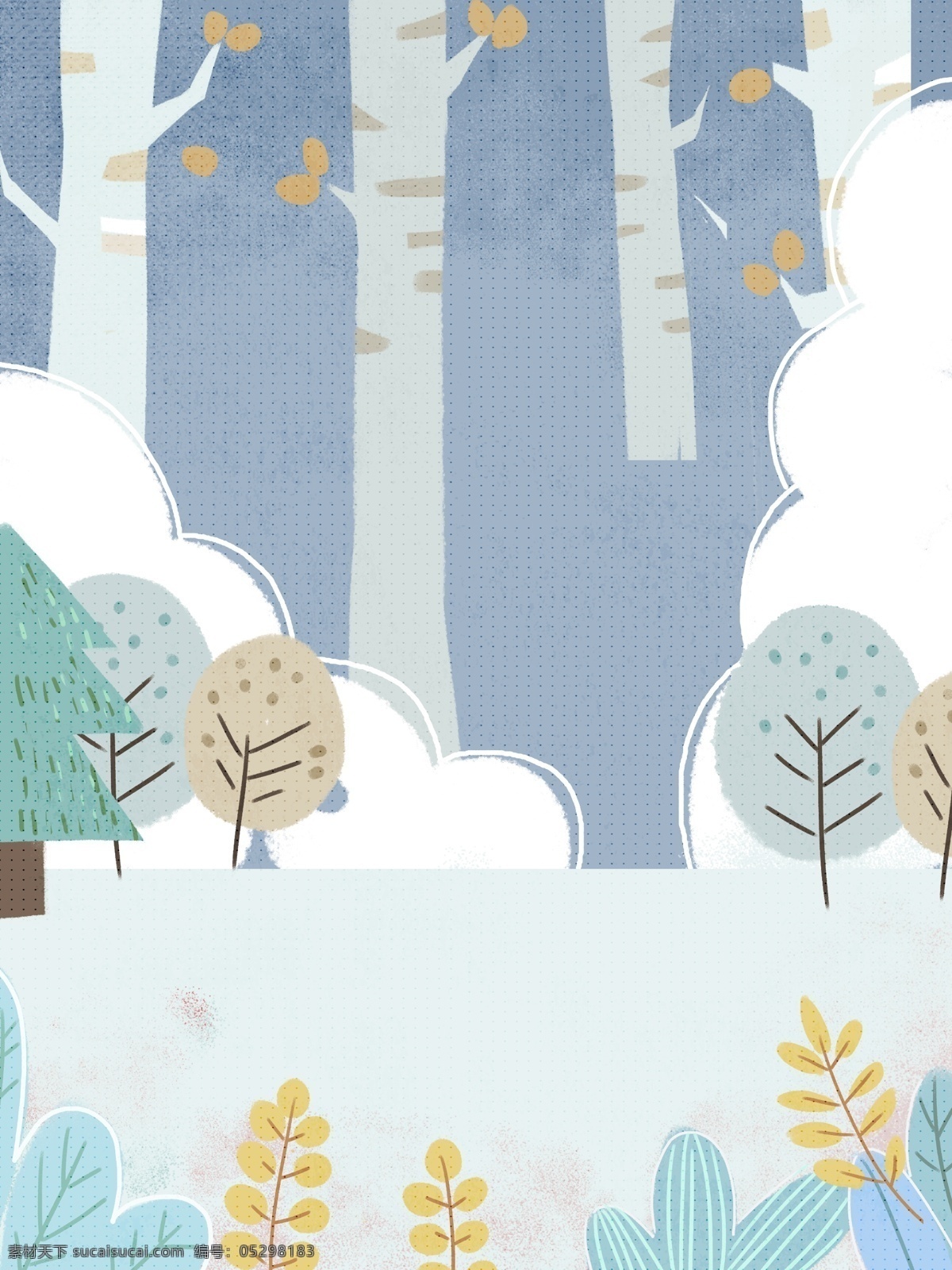 简约 彩绘 冬季 背景 树林 清新 创意 冬天 树干 广告背景 手绘背景 psd背景 背景展板图
