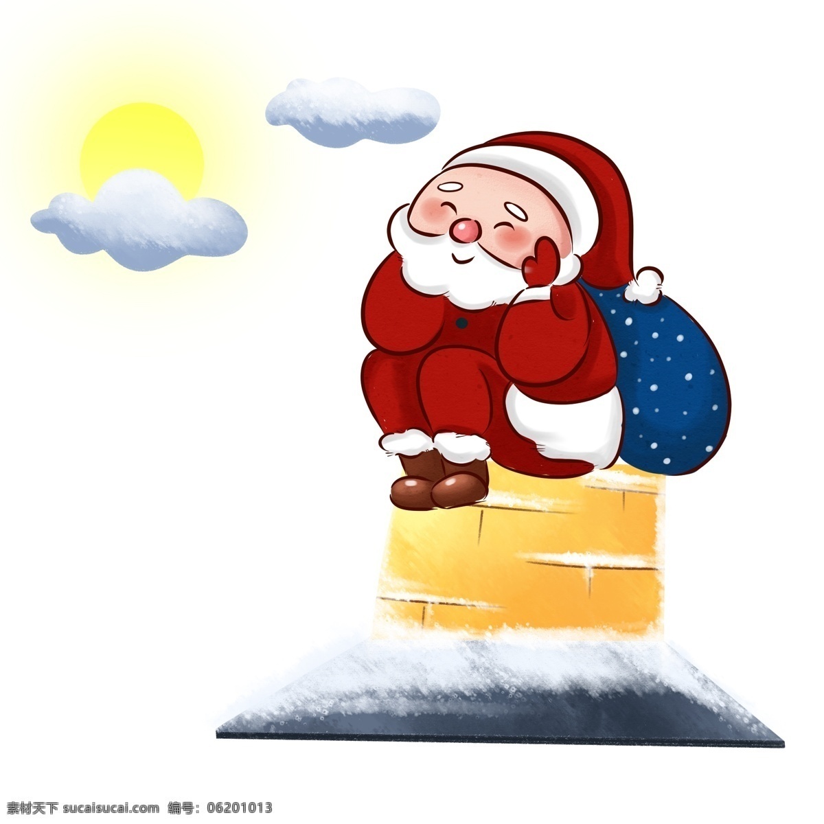 圣诞节 圣诞老人 烟囱 送礼 物 节日 冬季 红色 装饰 圣诞 滑雪 雪地 下雪 冬天 冬日 快乐 卡通人物形象