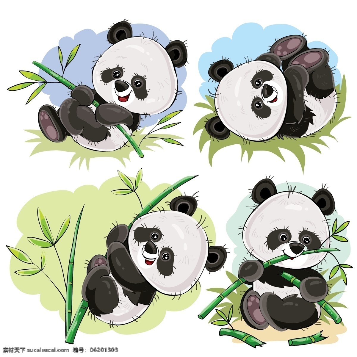 熊猫 熊猫吃竹子 竹子 可爱熊猫 国宝 矢量熊猫 矢量大熊猫