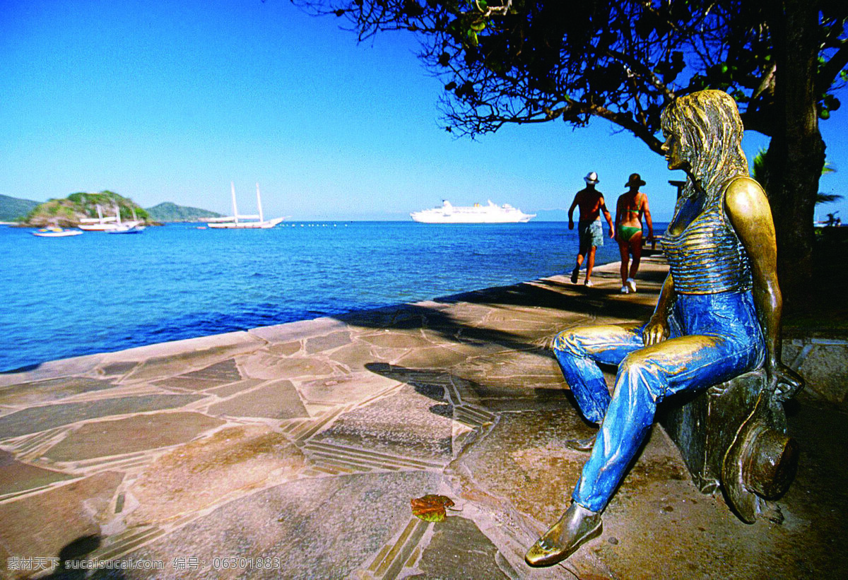 巴西旅游 巴西 海边 雕塑 黑色