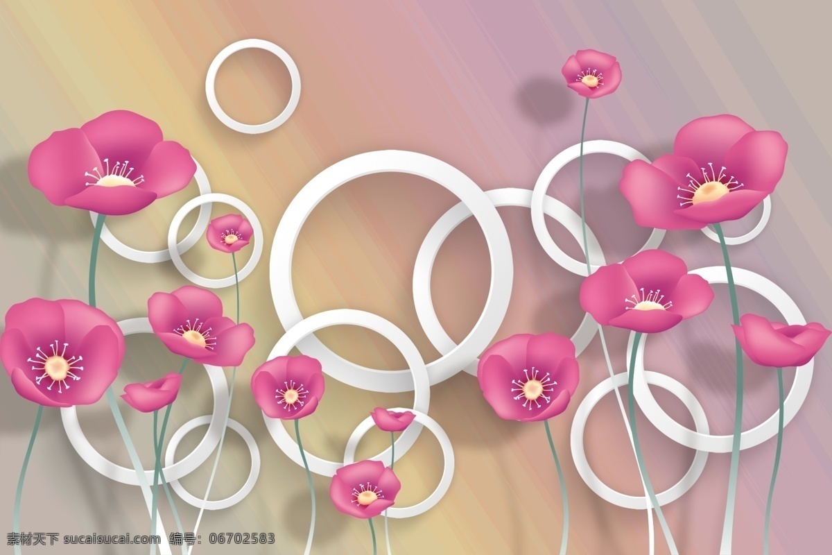 3d虞美人 3d 虞美人 荷花 百合 花朵 花卉 彩色 紫色 粉色 电视背景