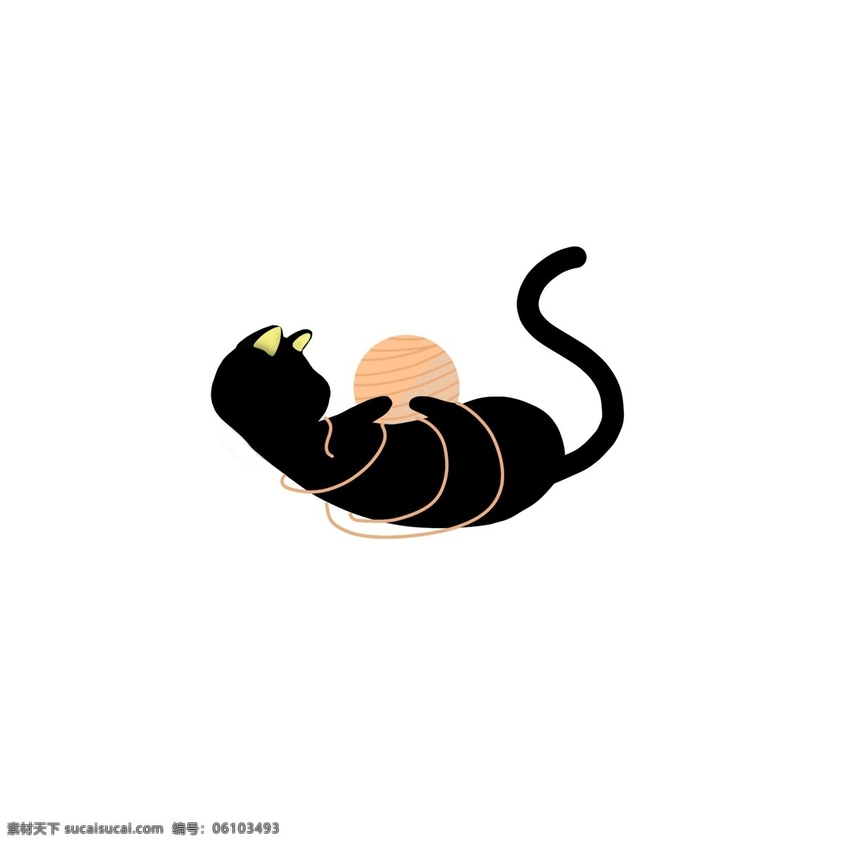 猫咪趣味素材 黑色 猫咪 童趣 手绘 动物 简笔画 卡通 原创 分层