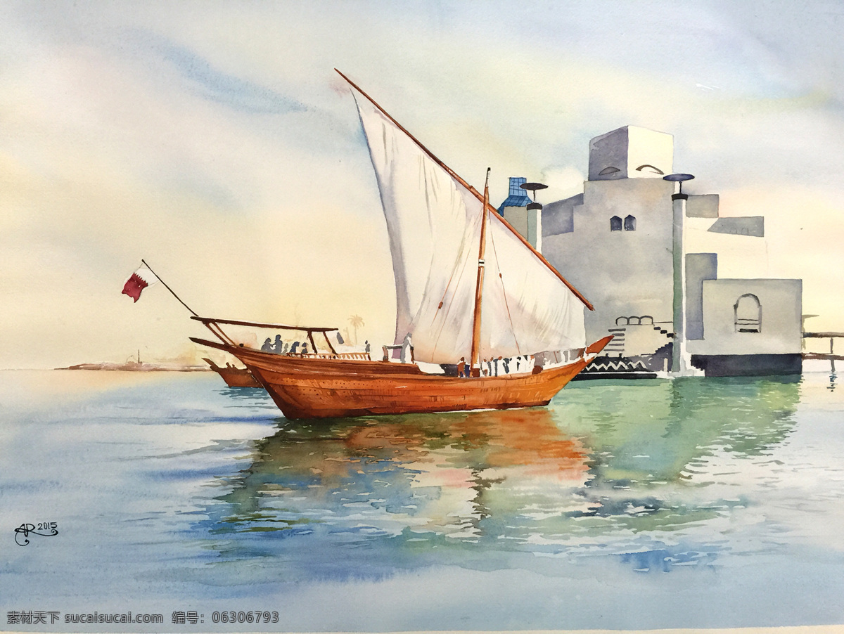 海上船只油画 船只 海水 风景 油画 绘画 装饰画 文化艺术 绘画书法
