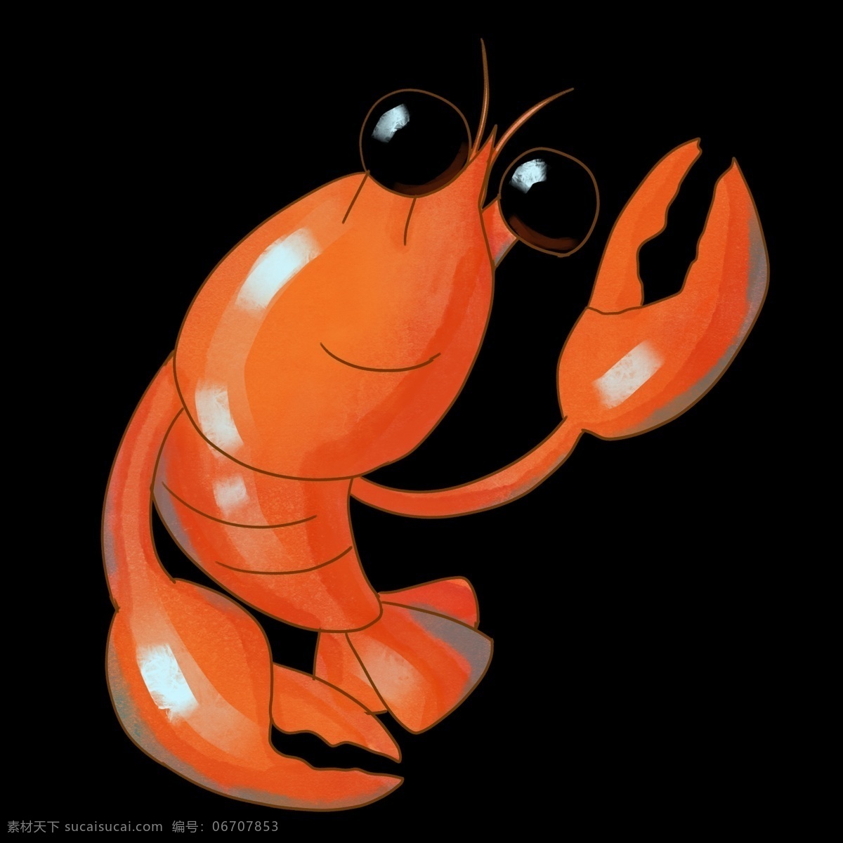 可爱 小 龙虾 插图 海鲜小龙虾 水生动物 大龙虾 小动物 夏季 插画 昆虫 海鲜 黑色 大大 眼睛