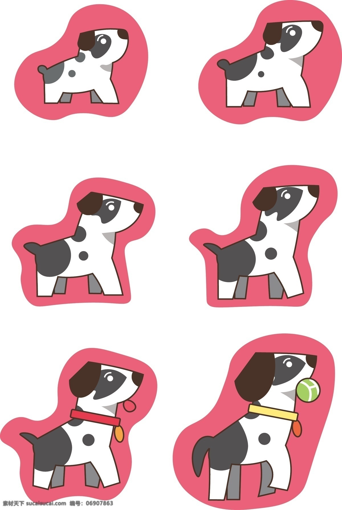 卡通 动物 小狗 生长 过程 矢量 装饰 图案 装饰图案 贴纸 生长过程