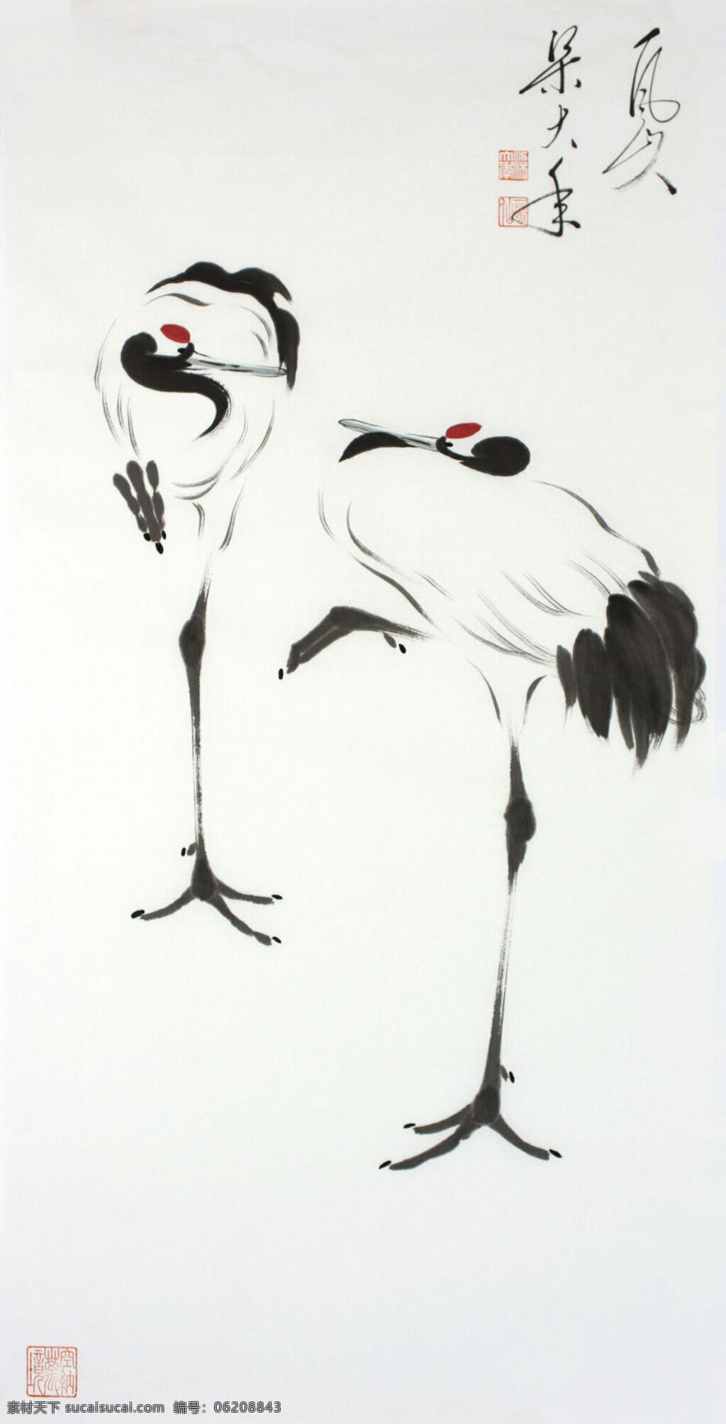 鹤 国画 梁大年 丹顶鹤 仙鹤 日本鹤 japanese crane 丹青 书画 文人画 梁克民 一风山人花鸟 水墨 双逸斋 写意 美术 风 山人 梁 大年 中国画 绘画书法 文化艺术