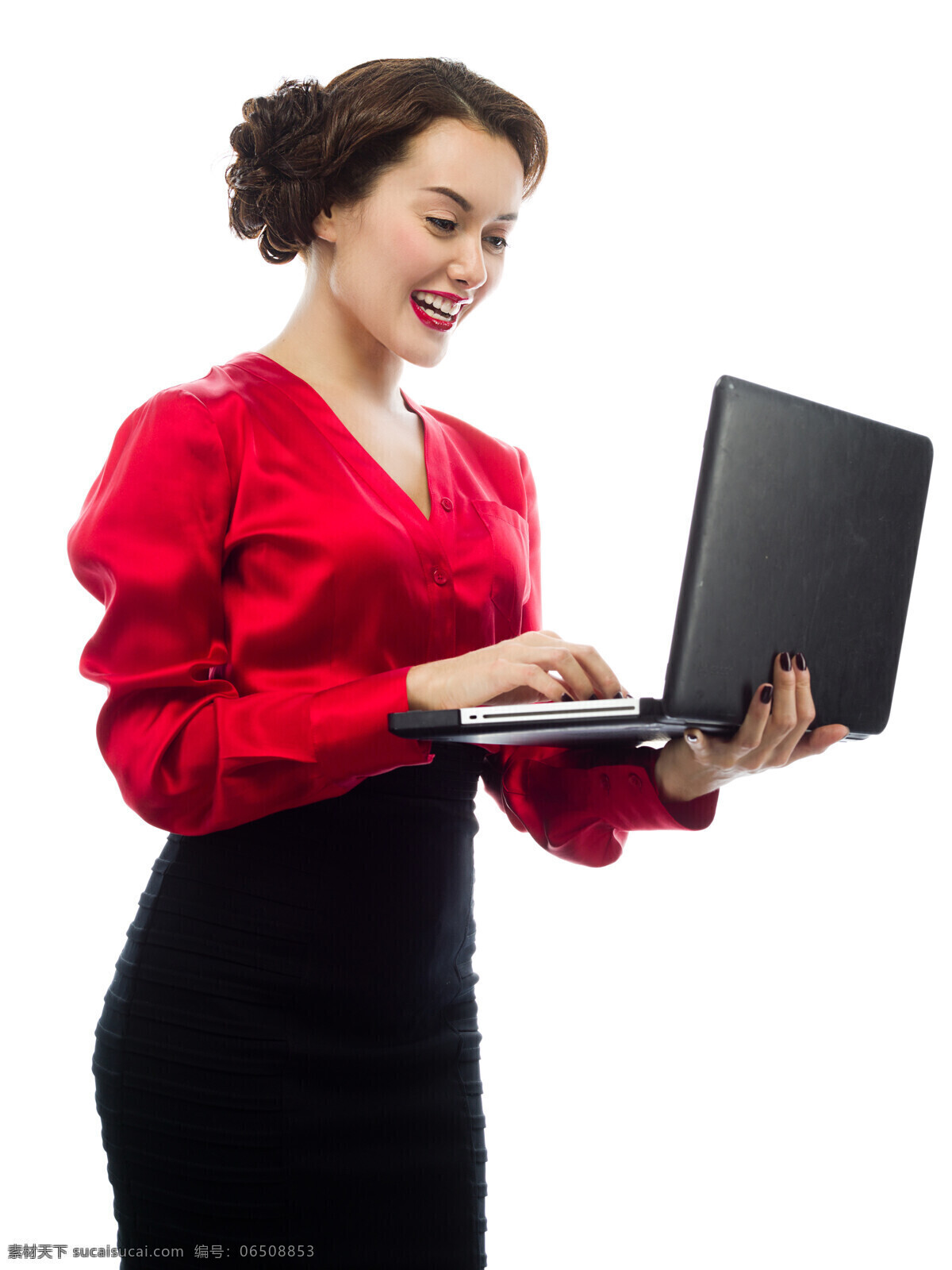 手 托 笔记本 职业 女人 商务女人 职业女性 女人图片 红衣女子 工作 衬衫女人 商务人士 人物图片
