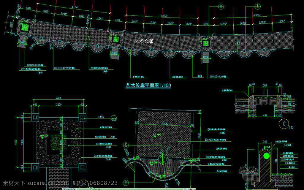 cad 长廊 仿古 古典 环境设计 廊架 凉亭 图纸 园林设计 源文件 艺术长廊 施工 平面图 dwg 重檐 八角亭 亭廊cad图 cad素材 室内图纸