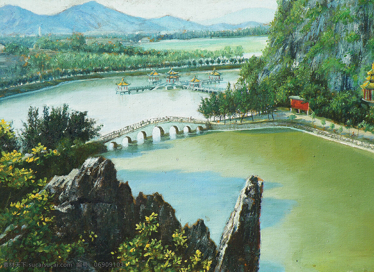 风景画 公园 拱桥 湖 花草 绘画书法 凉亭 美术 一角 设计素材 模板下载 公园一角 油画 现代油画 树木 山石 天空 油画艺术 油画作品10 文化艺术 装饰素材 山水风景画