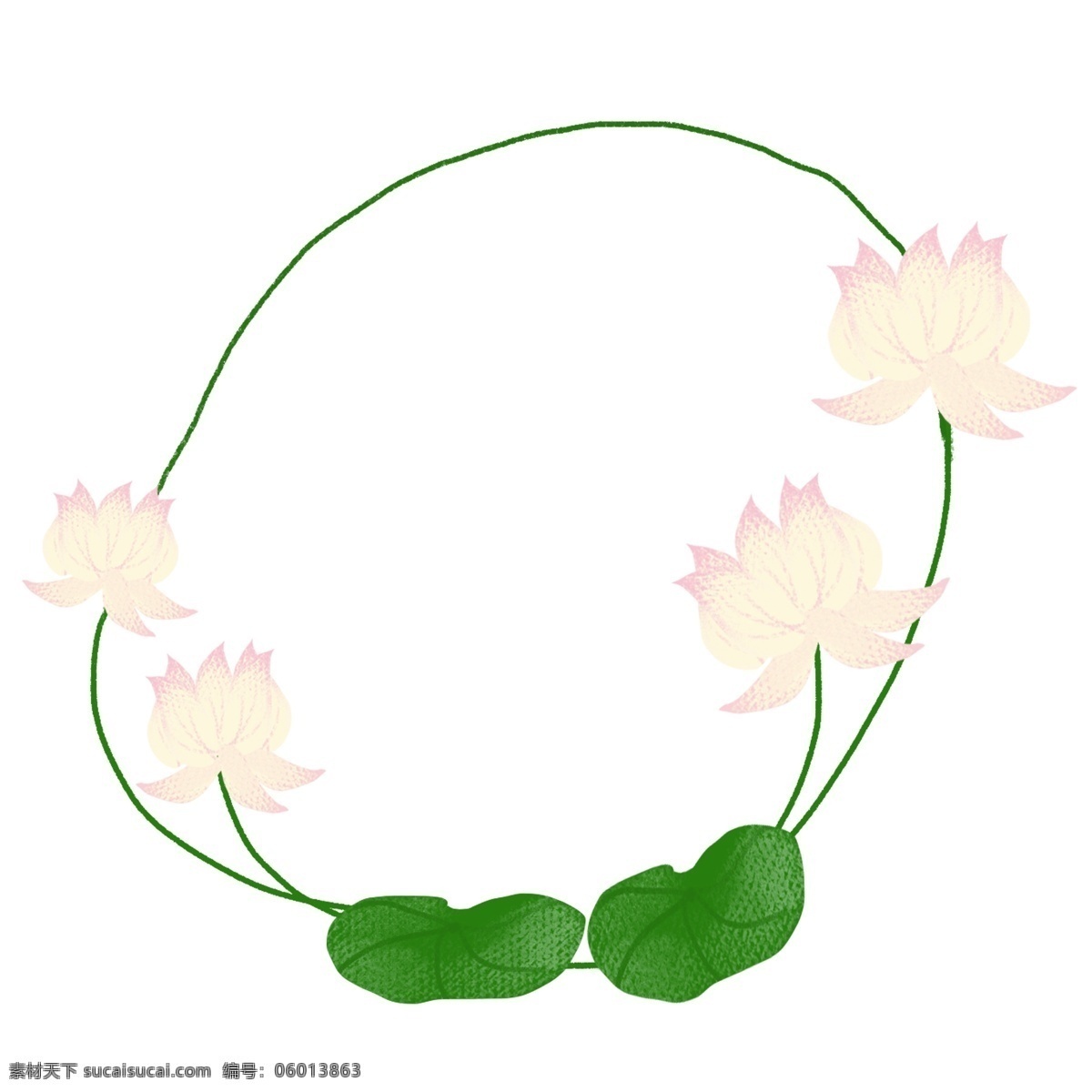 荷花 边框 手绘 彩色 荷花边框 卡通 免抠 透明底 无背景 原创 平面设计 装饰设计 插画 装饰 小清新 通用