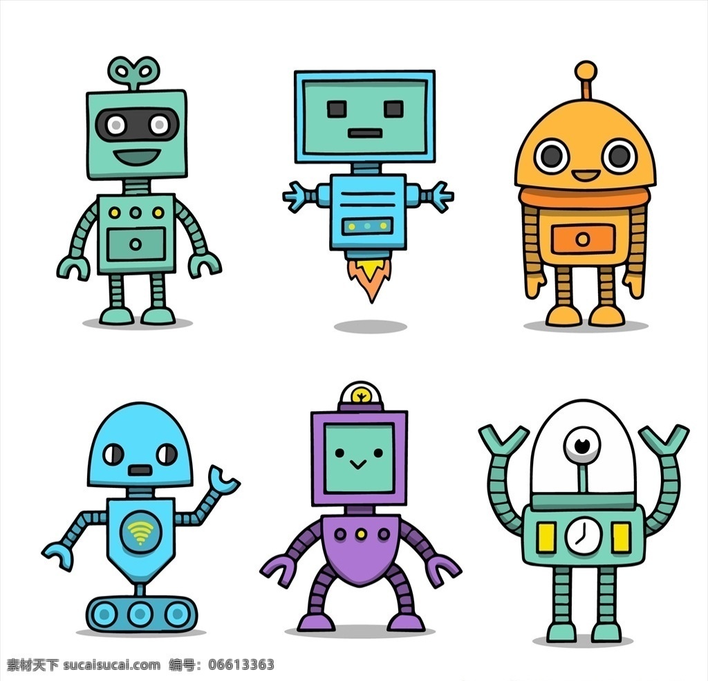 可爱 卡通 机器人 插画 图案 印花 插图 手绘 儿童画 创意 创想 机器人插画 动漫动画
