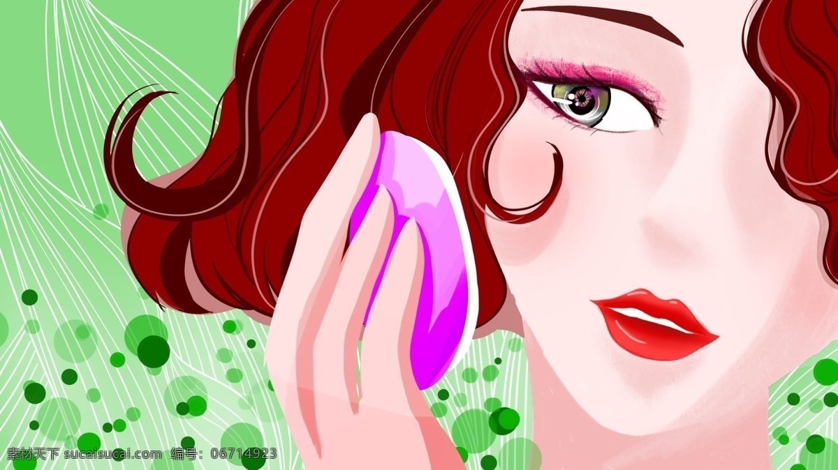 原创 手绘 插画 化妆 女生 壁纸 插图 背景 配图
