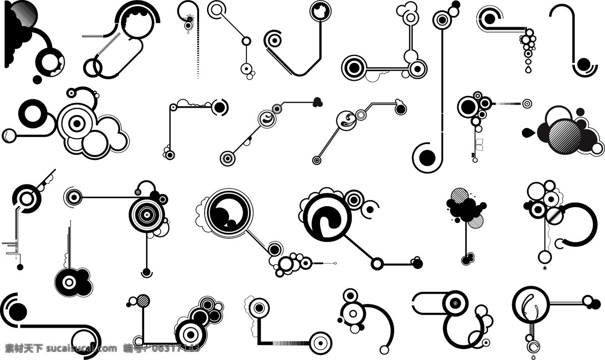 黑白 元素 系列 矢量 线条 形状 矢量素材 圆形 节点 肥牛牛 矢量图 其他矢量图