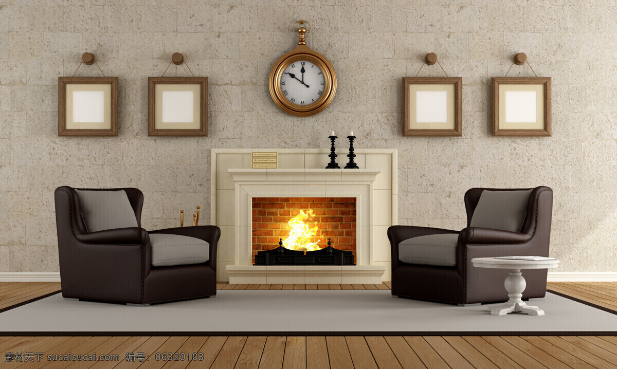 客厅 内 壁炉 沙发 相框 装修 装饰 室内设计 环境家居 灰色
