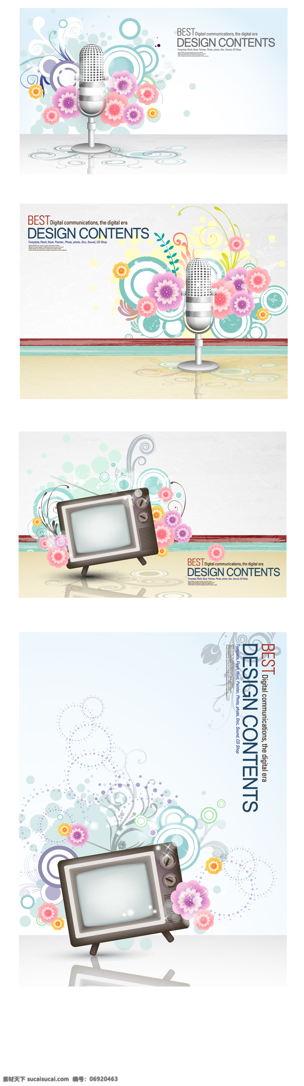 数字 通信 花卉 花纹 背景 矢量图 其他矢量图