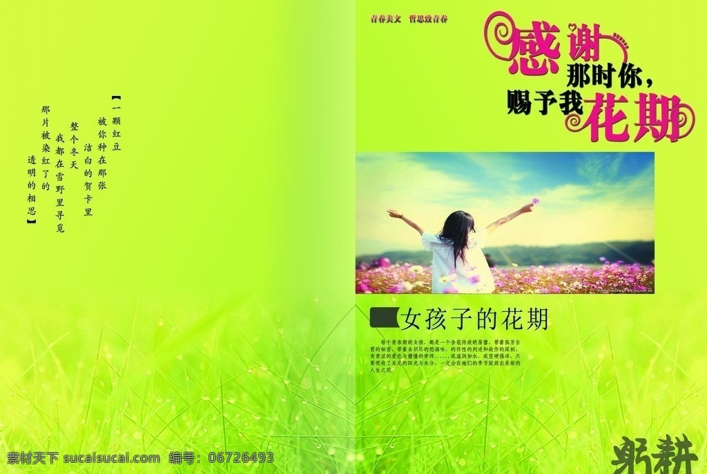 封面 小说封面 a3封面 女孩子的花期 绿色封面 画册设计 广告设计模板 源文件
