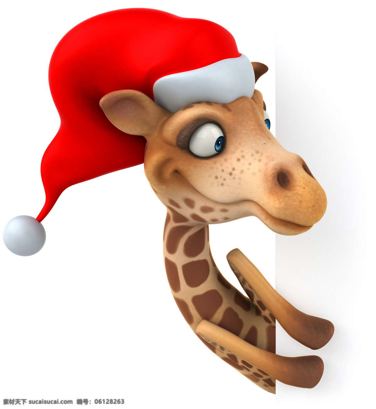带 圣诞 帽 的卡 通 长颈鹿 卡通长颈鹿 广告牌 圣诞装 圣诞帽 卡通动物 圣诞节素材 生物世界