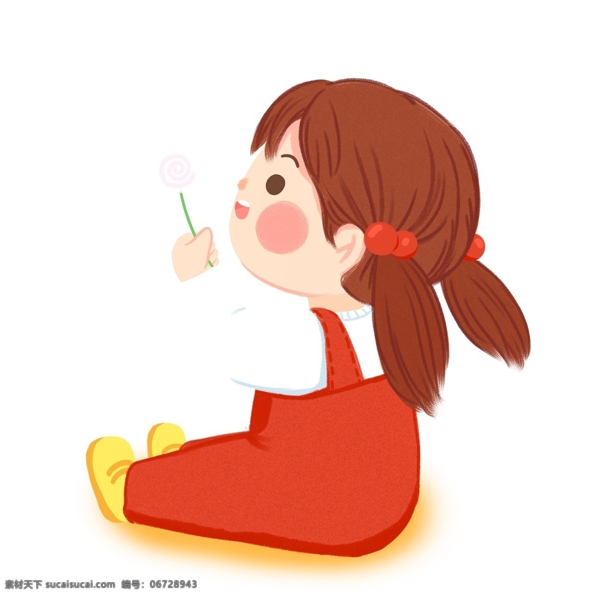 彩绘 朵 小花 儿童 商用 元素 可爱 女孩 人物 插画 国际儿童日 侧面设计