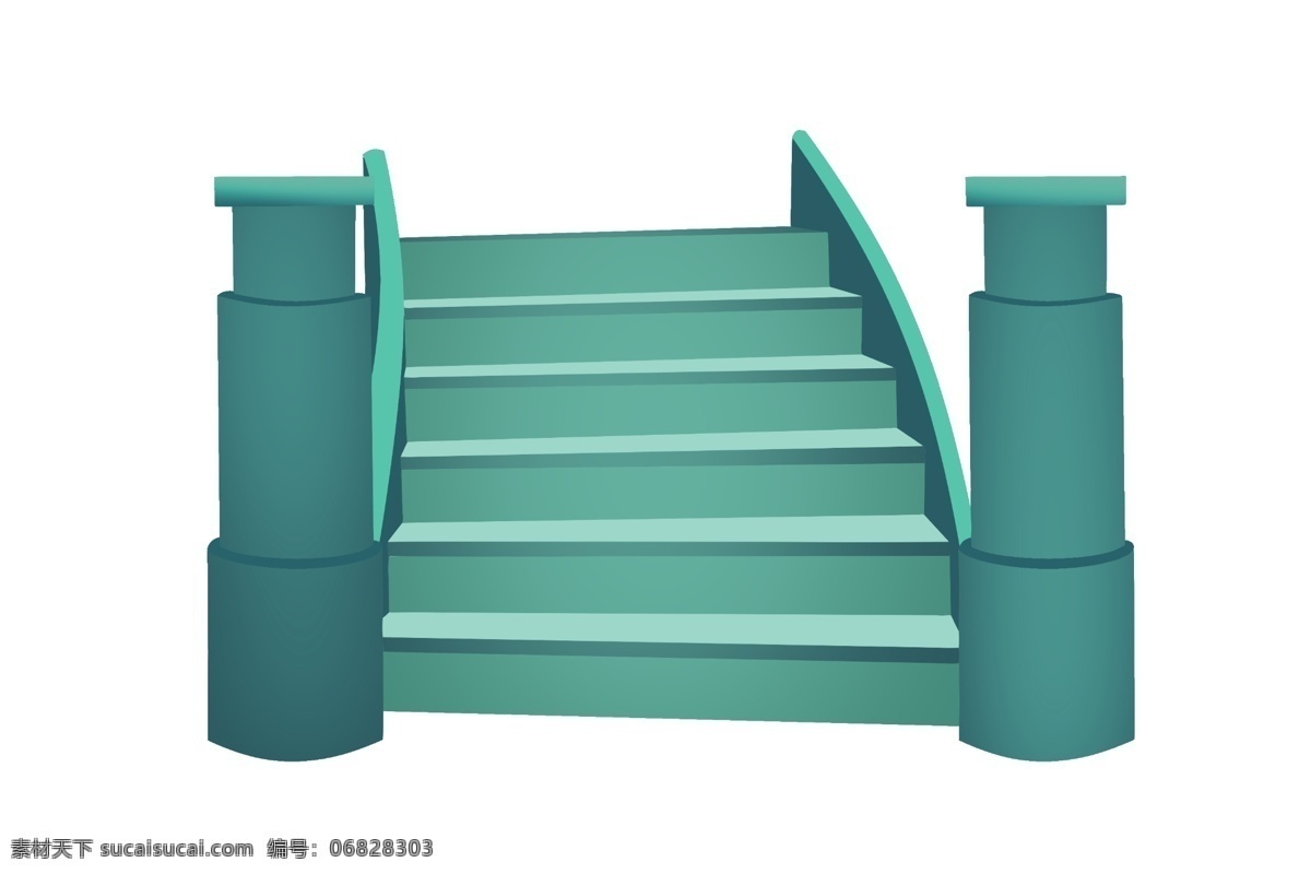 精美 绿色 楼梯 插画 卡通楼梯插画 绿色的阶梯 台阶 绿色的柱子 创意楼梯插画 阶梯 台阶插画