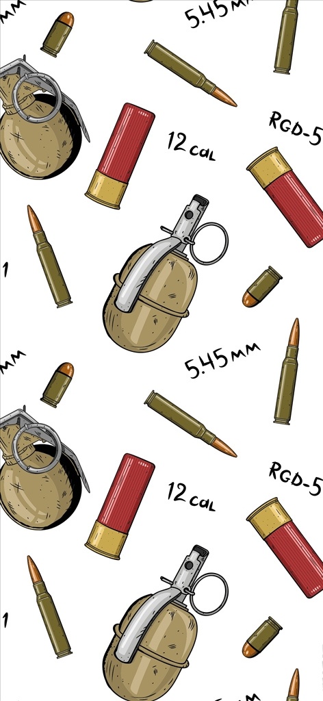 手绘 武器 矢量图 四方 连续 底纹 服装设计 男装设计 女装设计 箱包印花 男装印花 女装印花 童装印花 潮流服装印花 潮牌设计 面料印花 布料印花 贴纸图案 t恤印花图案 兵器 手榴弹 卡通手榴弹 手绘手榴弹 子弹壳 手写字体 字母印花 四方连续底纹 矢量图案共享