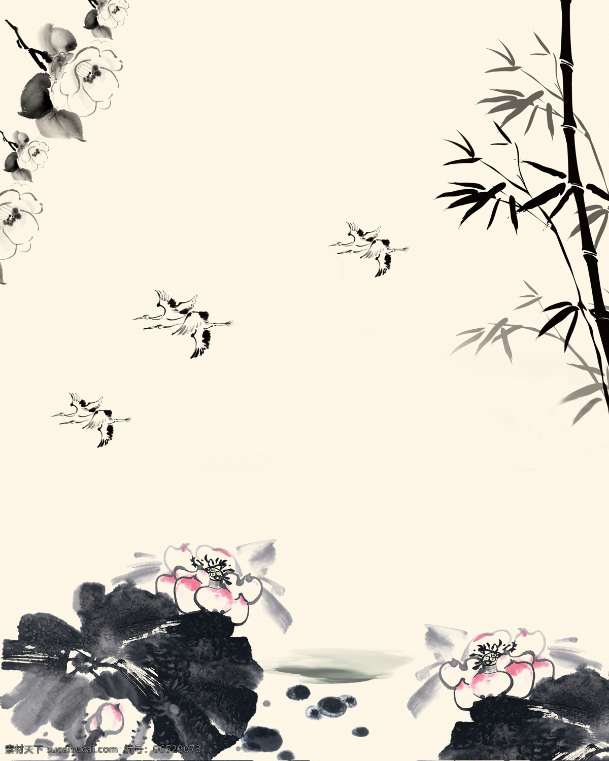 荷花 竹子 花朵 鸟 绘画 书法 水墨 中国风 古典 移门 设计素材 古典背景 移门图案 底纹边框